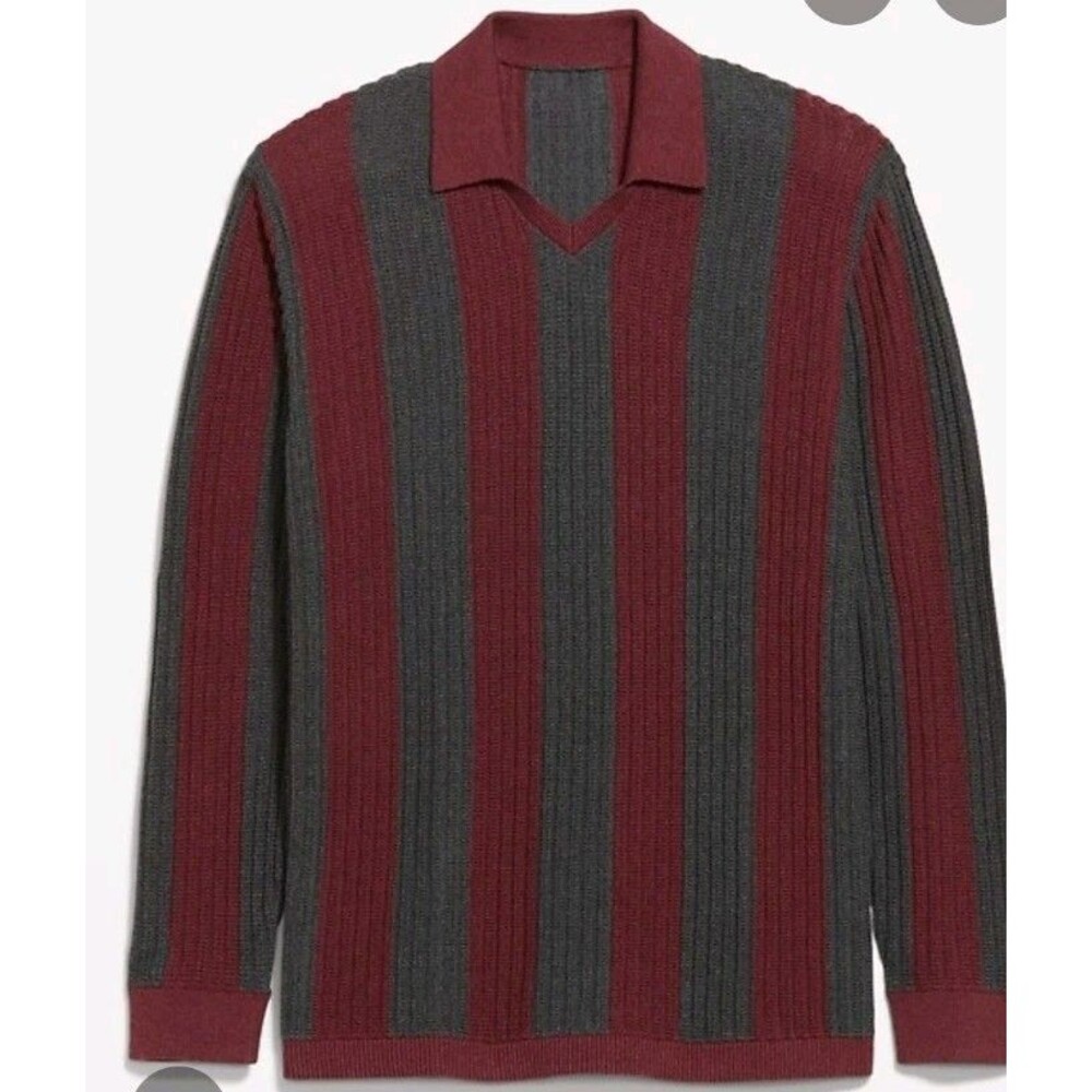 NWT Men's Old Navy Rugby Stripe Sweater Size XL Red